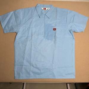 Ben Davis Short Sleeve Solid Half-Zip Work Shirt - Light Blue